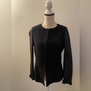 VINCE Leather Sleeve Wool Blend Jacket